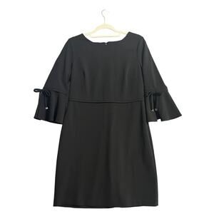 Tommy Hilfiger Black Dress Womens Size 12 Bell Sleeve Scuba Crepe Classy Simple